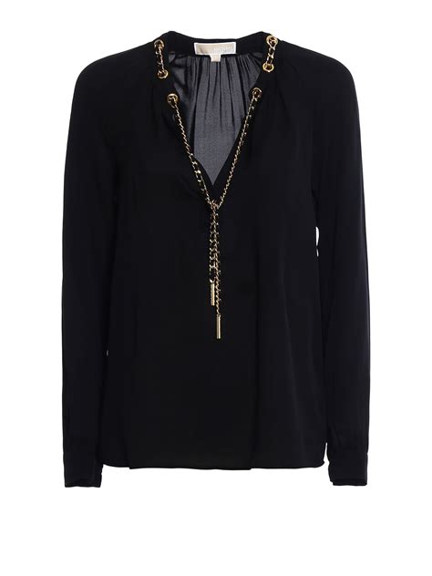 black michael michael kors fonnia chain detail blouse|Michael Kors designer tops black.